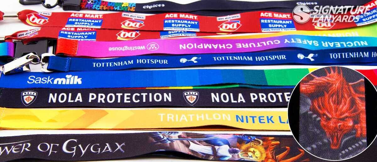 Collection of custom photo lanyards with full-color dye sublimation designs