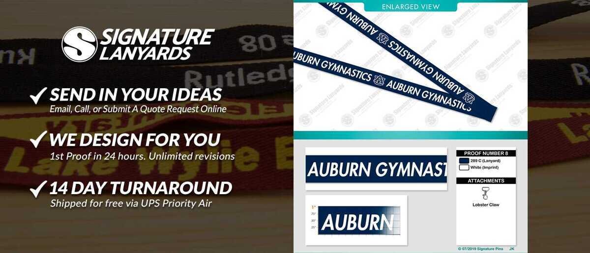 Custom woven lanyard with colorful threaded design