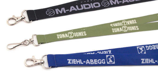 Woven lanyards in various design styles